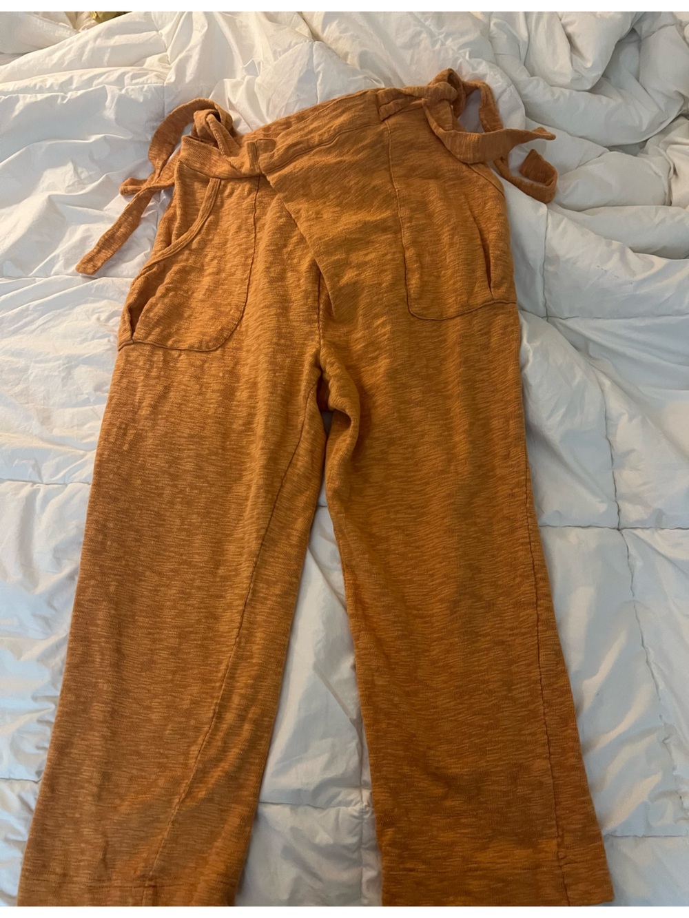 Free People Rust Tie-Waist Cropped Pants